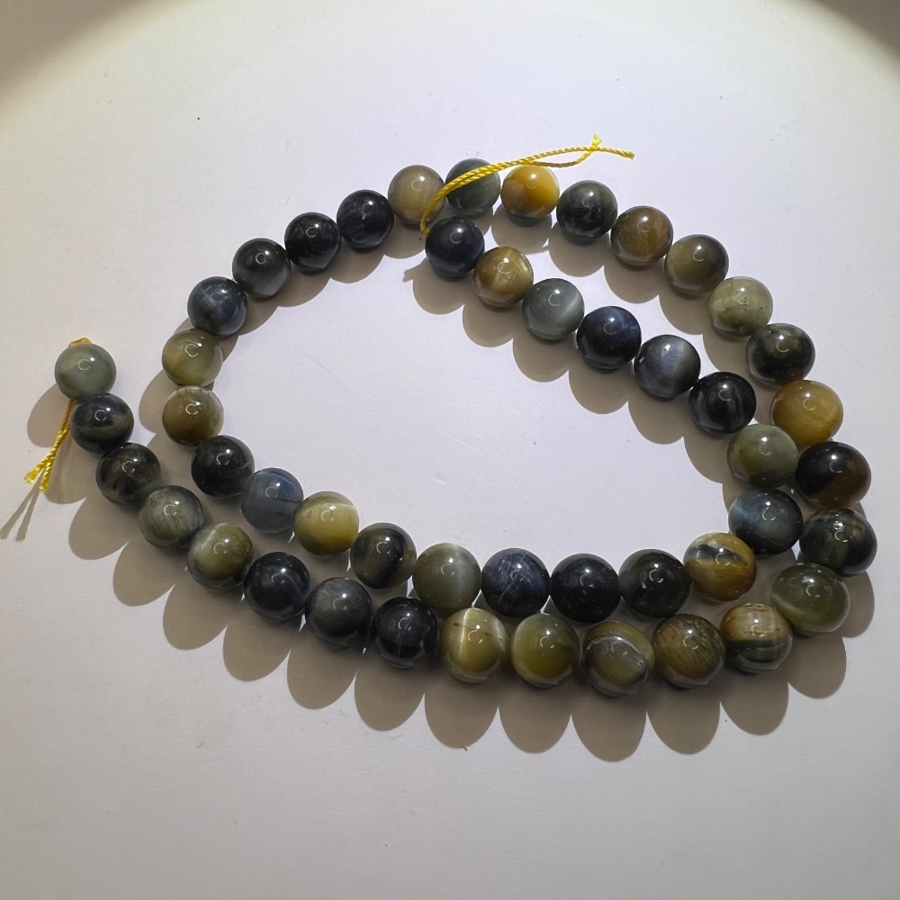 Blue and Gold Tiger Eye 8 mm Beads String for Jewelry Making - Picture 4 of 7